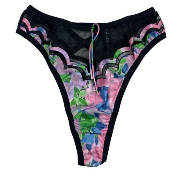 NWT FOR LOVE & LEMONS Odette Floral High Waist Thong Panty Sz XXS - Picture 2 of 4